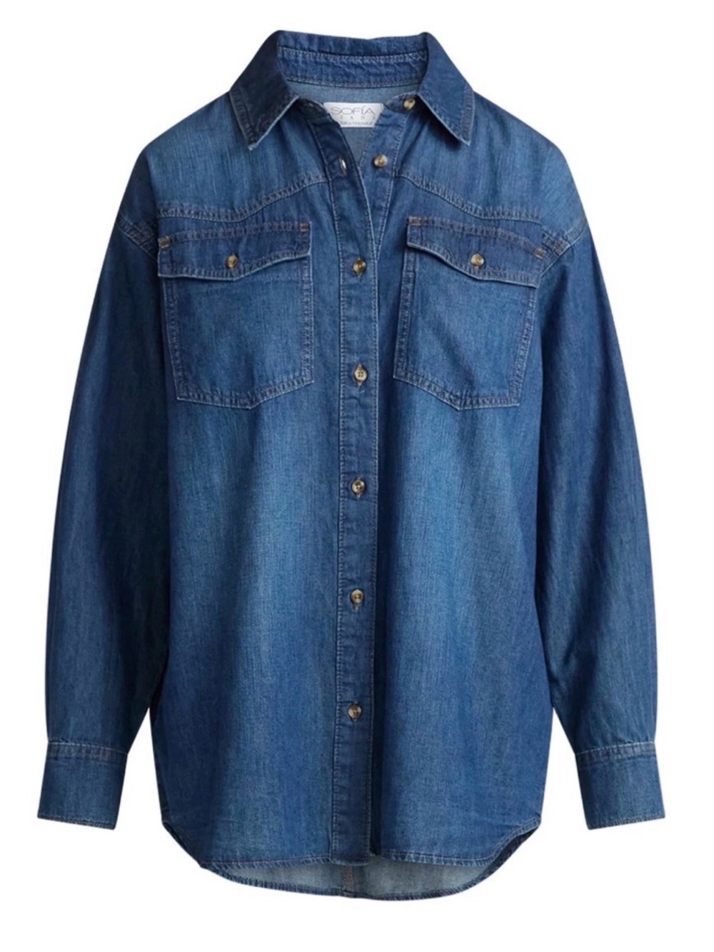 (304)Sofia by Sofia Vergara Women's Oversized Boyfriend Shirt with Long Sleeve